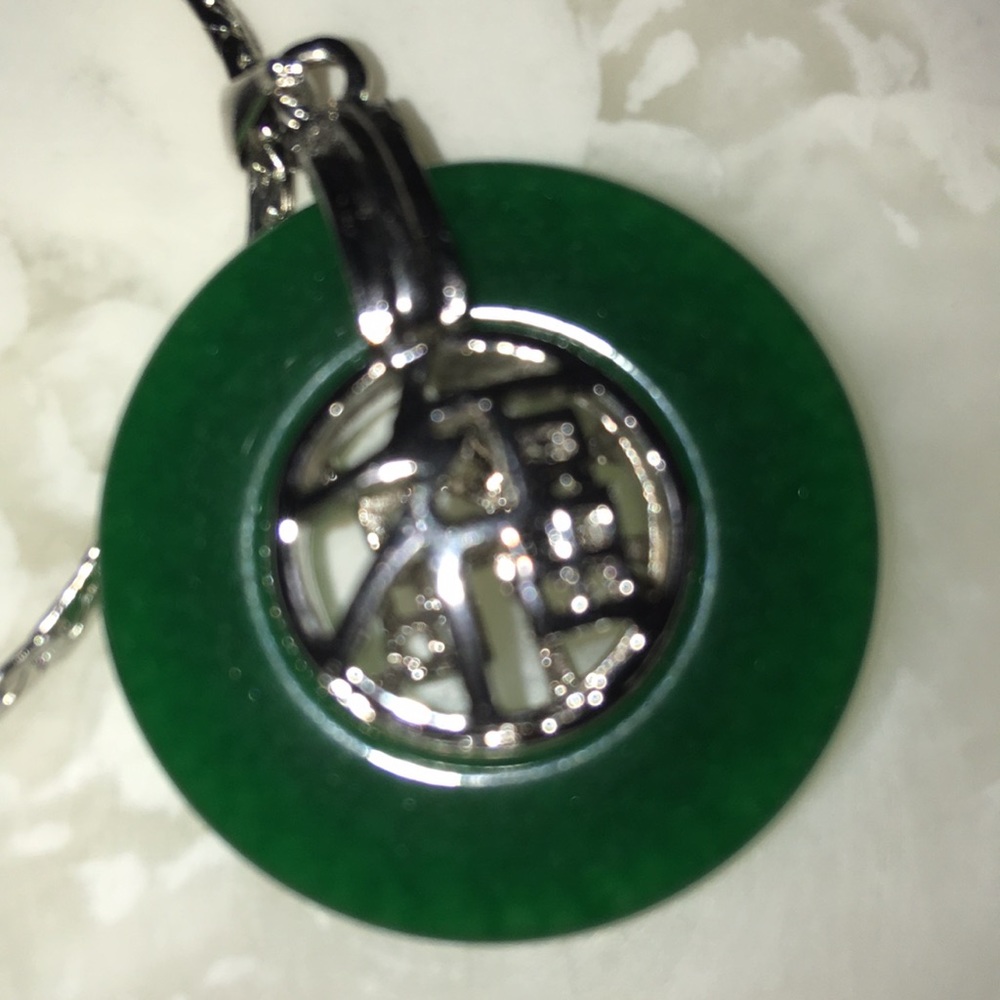 Real jade silver plated necklace